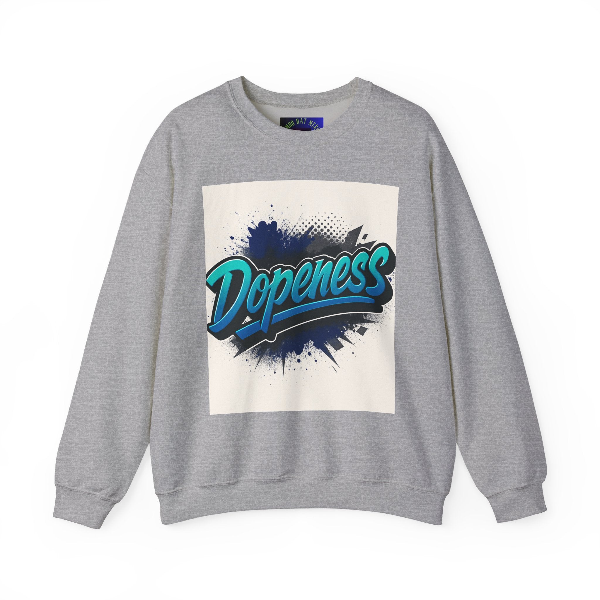 Dopeness Graphic Crewneck Sweatshirt — Retro Blue Streetwear Pullover
