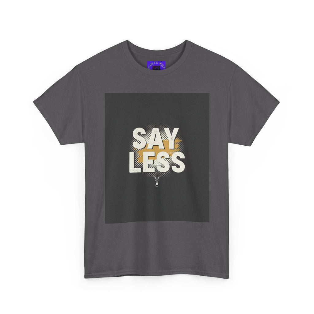 Say Less Graphic Ringer Tee — Mens Retro Minimalist Statement Shirt