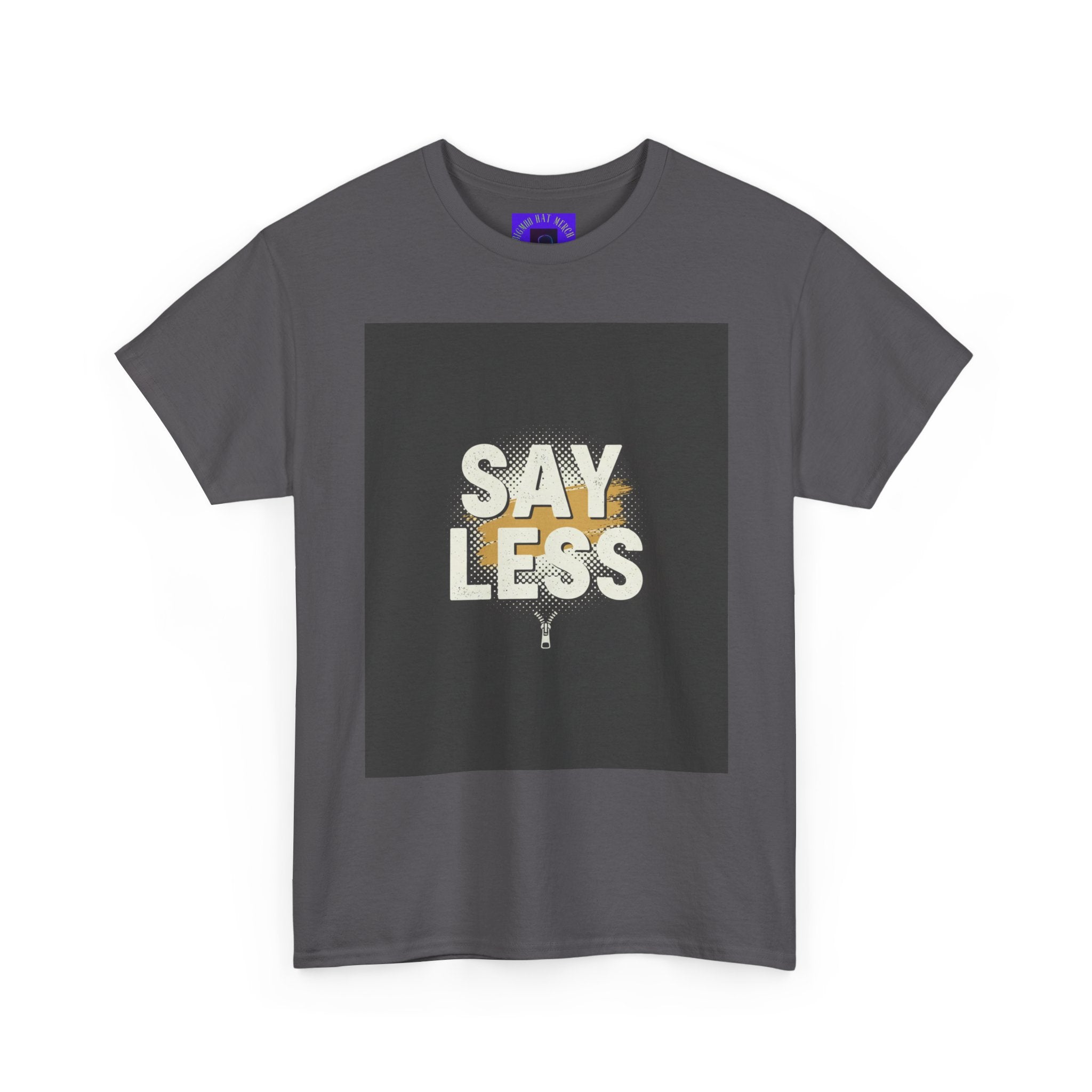 Say Less Graphic Ringer Tee — Mens Retro Minimalist Statement Shirt