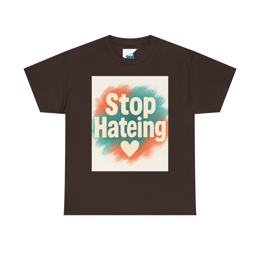 Unisex Heavy Cotton Tee: "Stop Hateing" Graphic Tee, Casual Wear, Gift for Activists, T-Shirt for Social Causes, Everyday Comfort