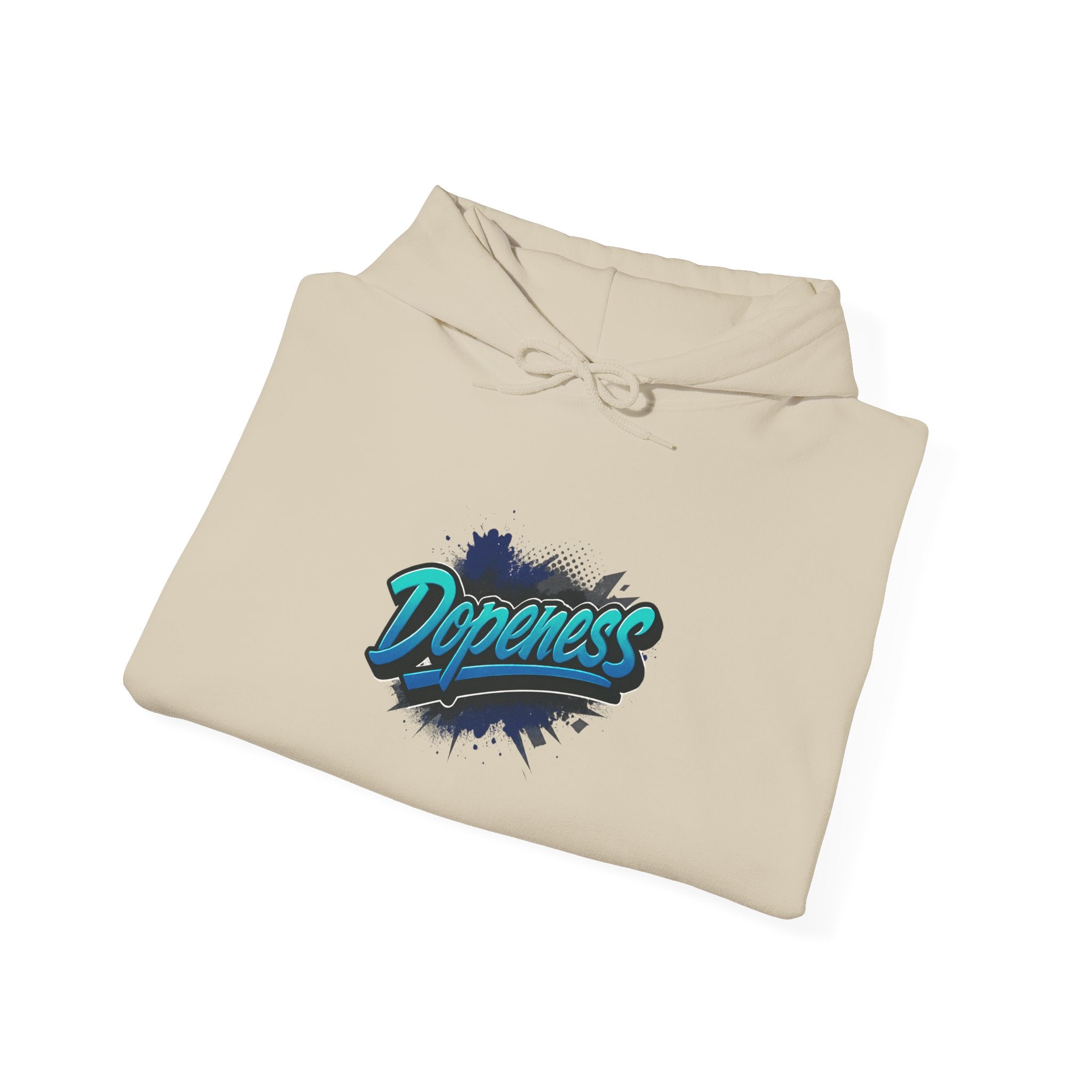 Dopeness Graffiti Hoodie — Retro Teal Streetwear Sweatshirt