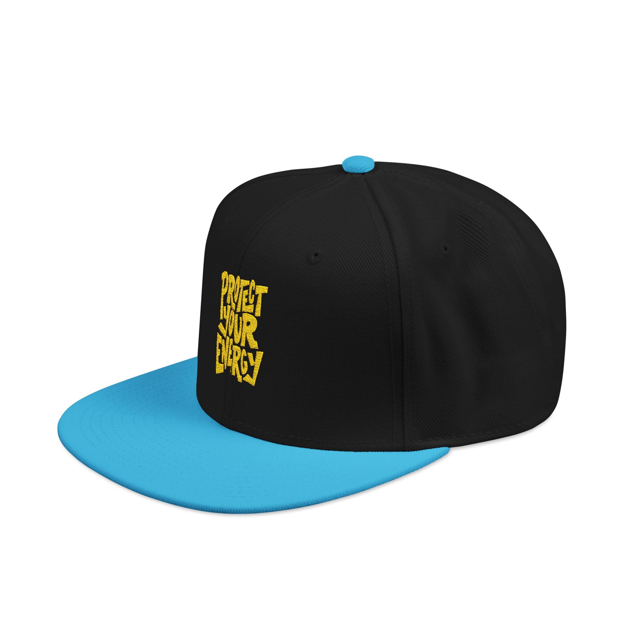 Snapback Hat — Yellow Box Script Embroidery