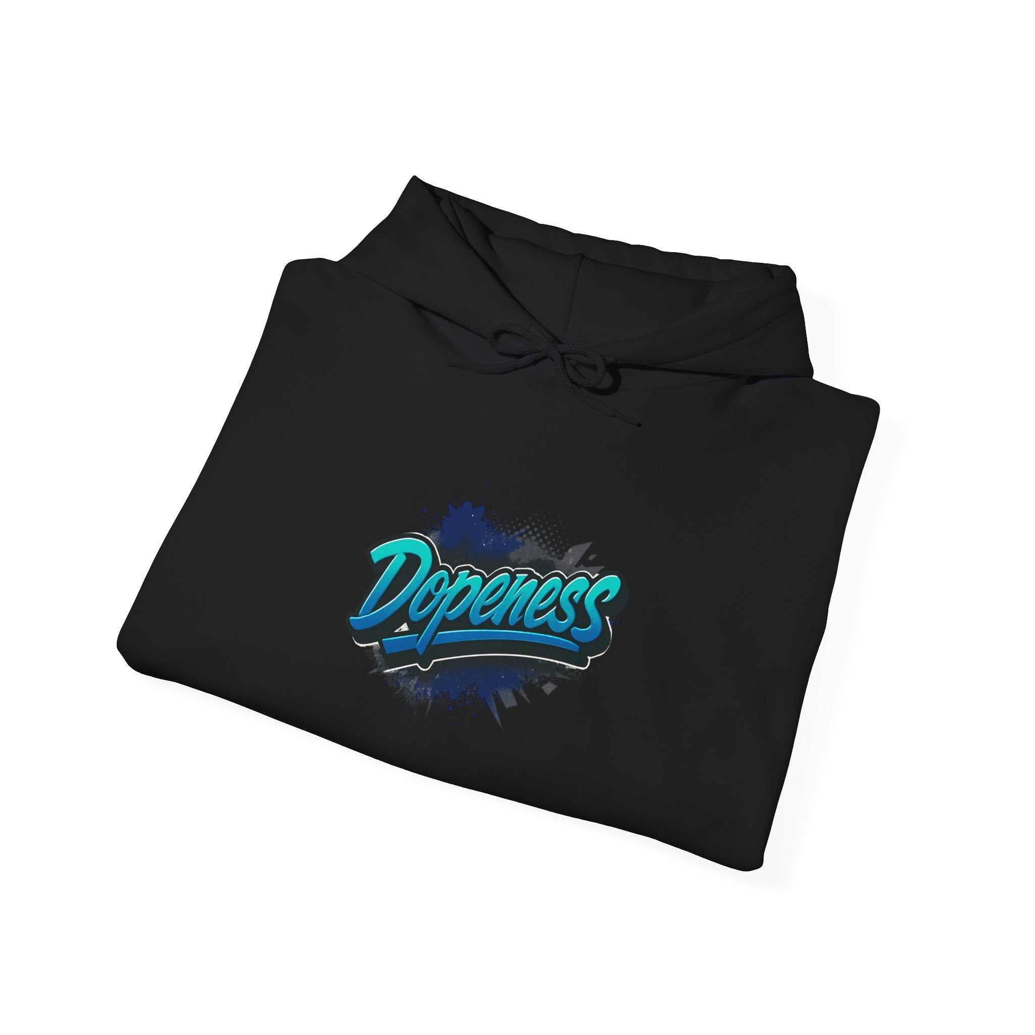 Dopeness Graffiti Hoodie — Retro Teal Streetwear Sweatshirt