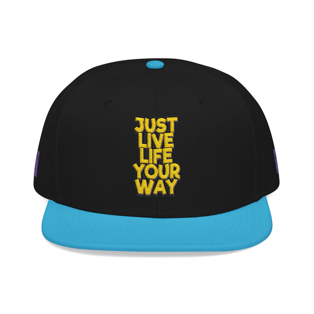 Embroidered Snapback Hat — Bold Yellow 'N' Floral Patch, Purple Side Accent