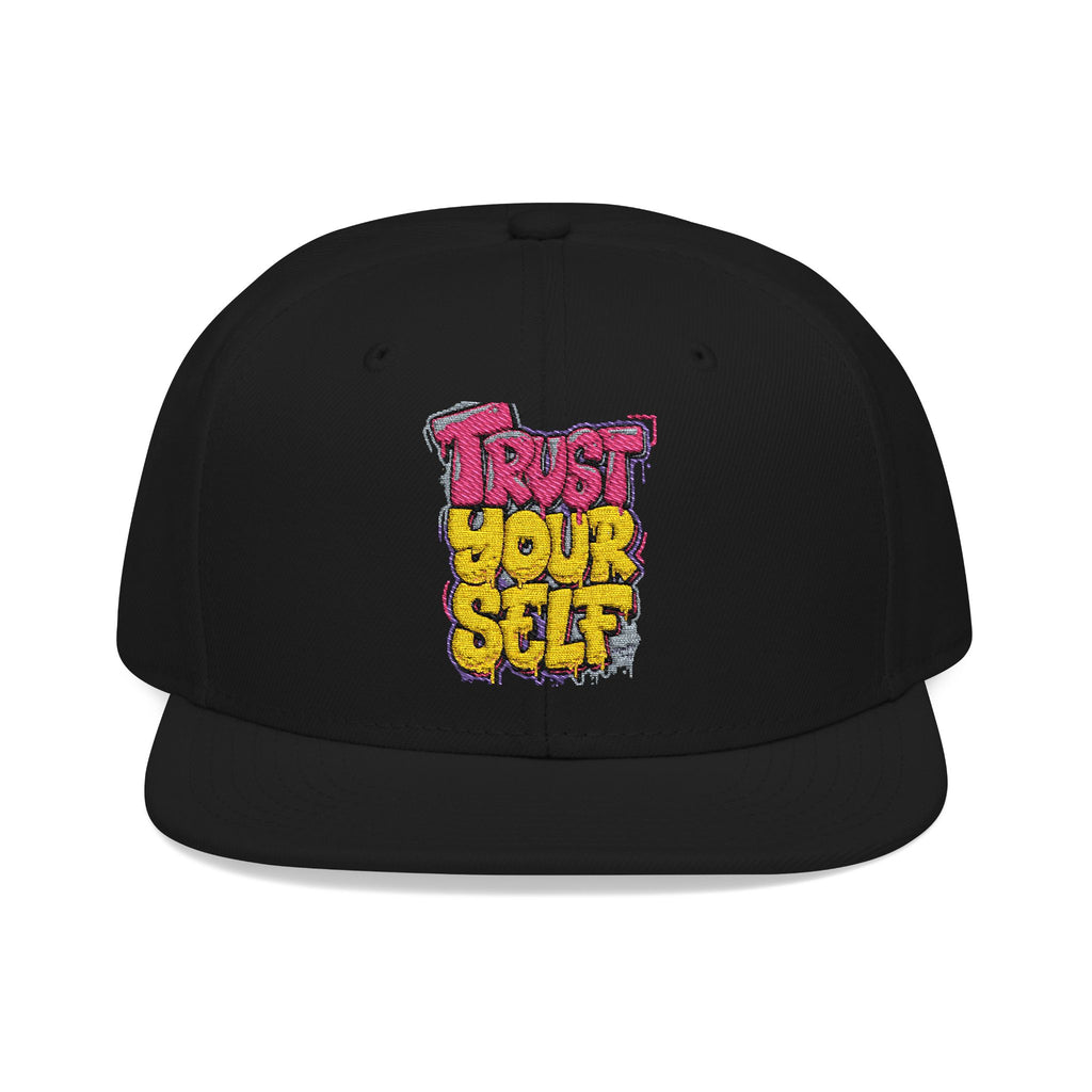 Flat Bill Cap — Embroidered "Trust Your Gut" Street Style Snapback