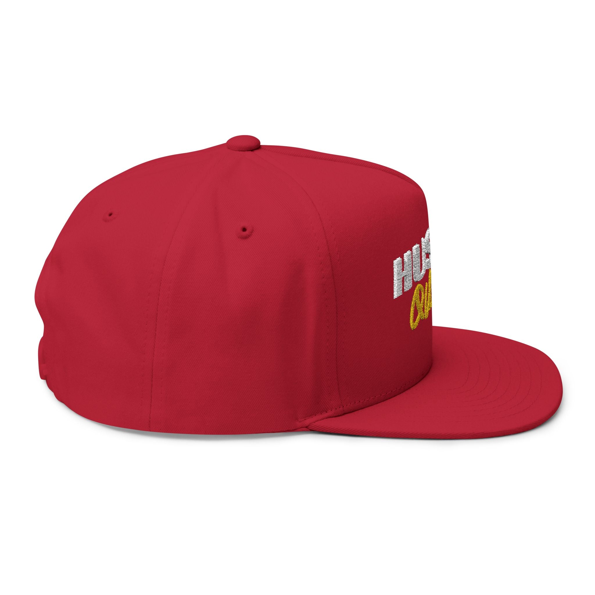 Flat Bill Cap — Embroidered "Hustle Quiet" Snapback Hat