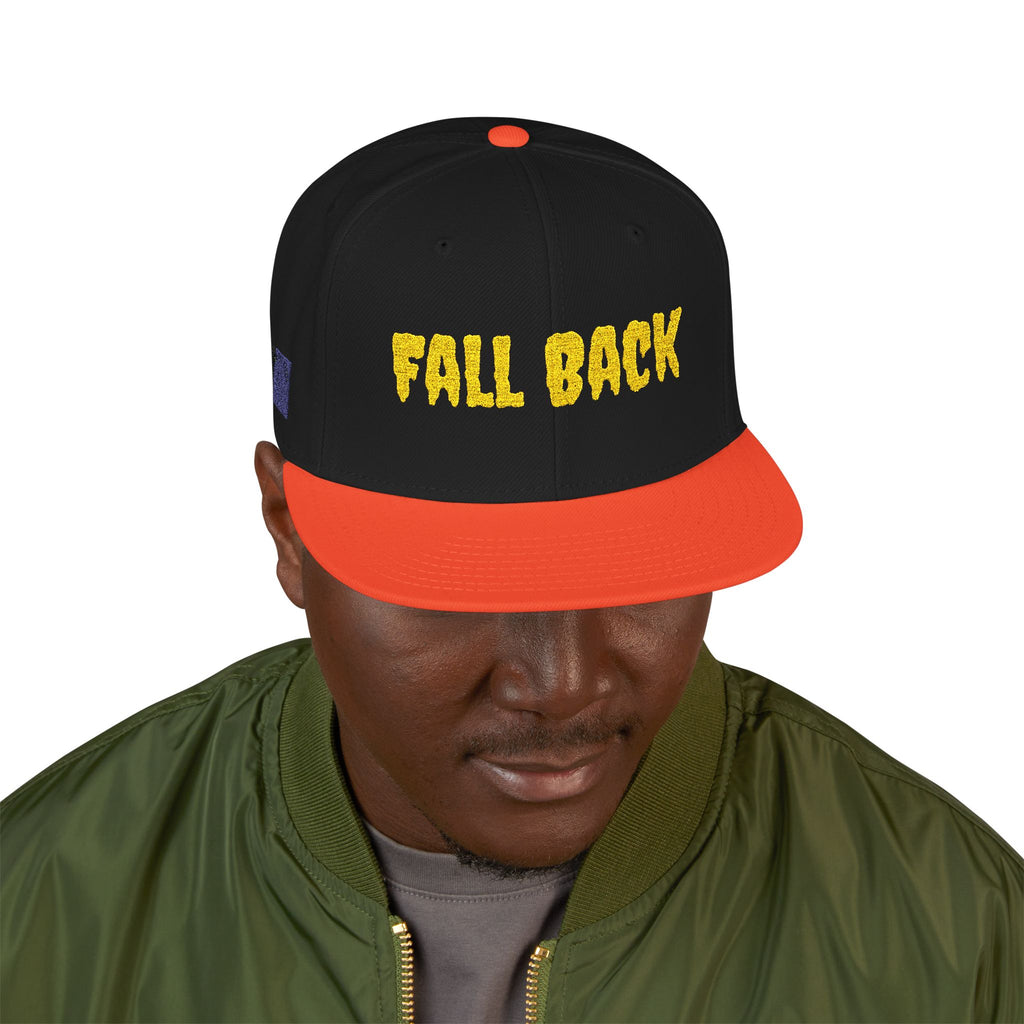 Snapback Hat – Embroidered 'Chill Back' Yellow Floral Lettering