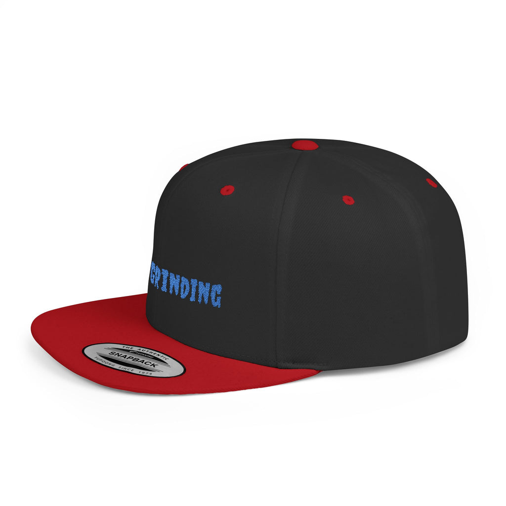 Flat Bill Snapback Cap — Blue Glitch Text Streetwear Hat