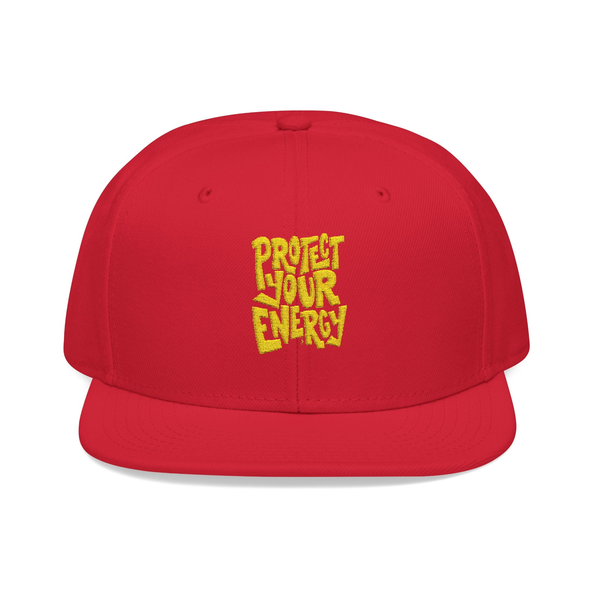 Snapback Hat — Yellow Box Script Embroidery