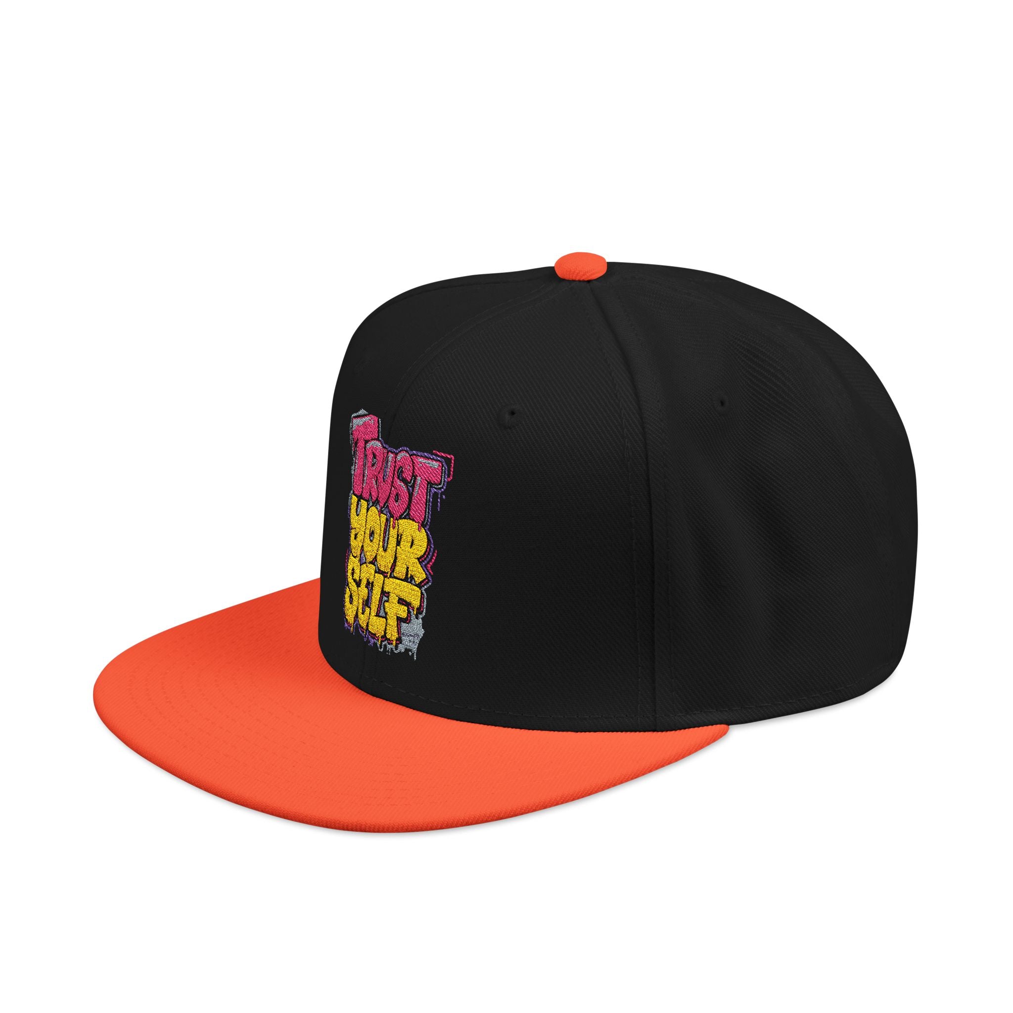 Flat Bill Cap — Embroidered "Trust Your Gut" Street Style Snapback