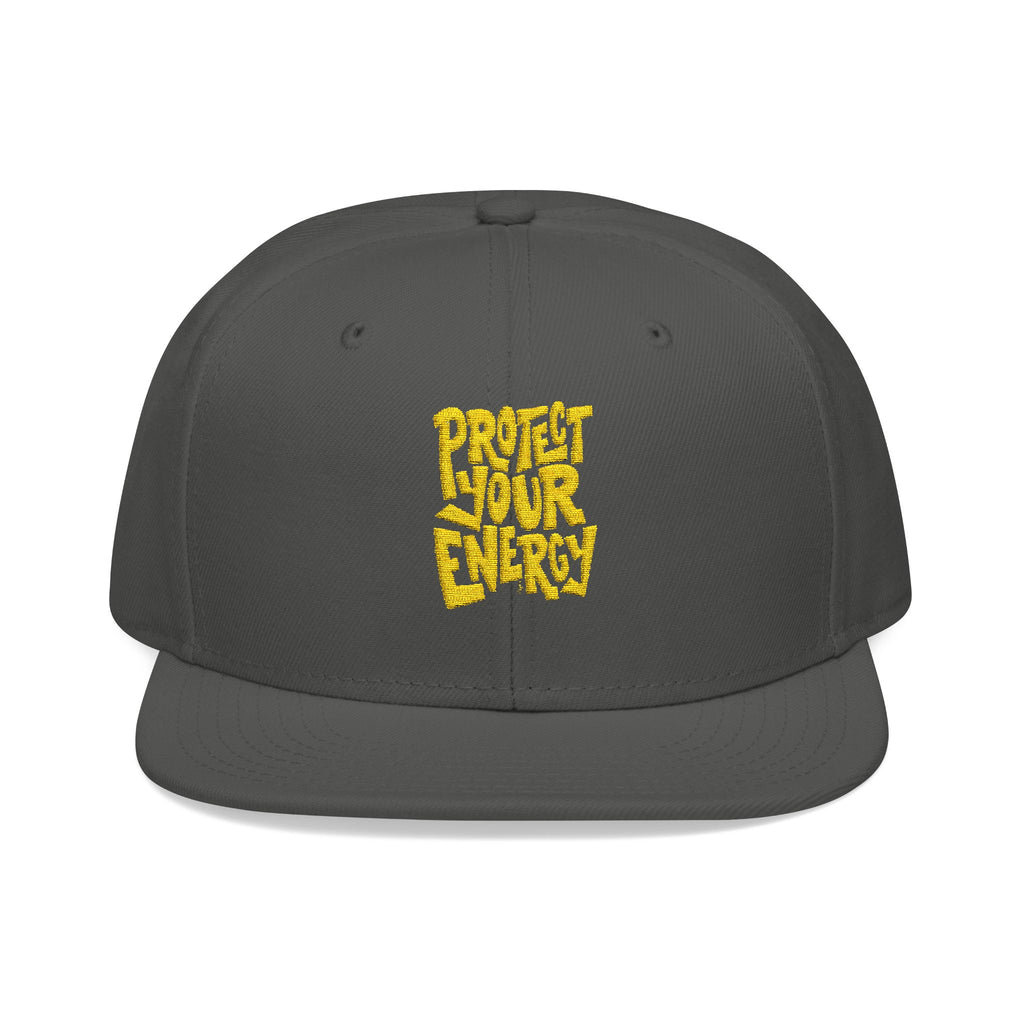 Snapback Hat — Yellow Box Script Embroidery
