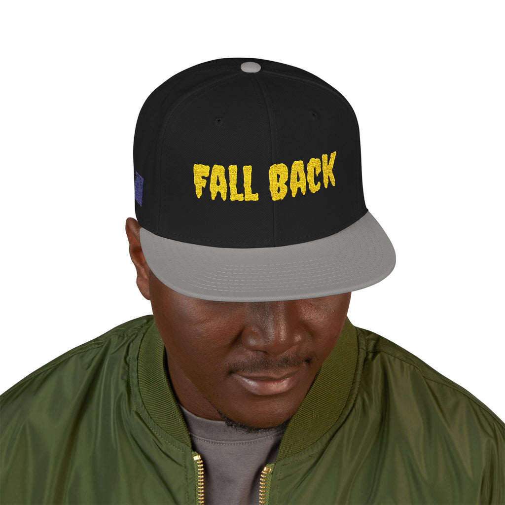 Snapback Hat – Embroidered 'Chill Back' Yellow Floral Lettering