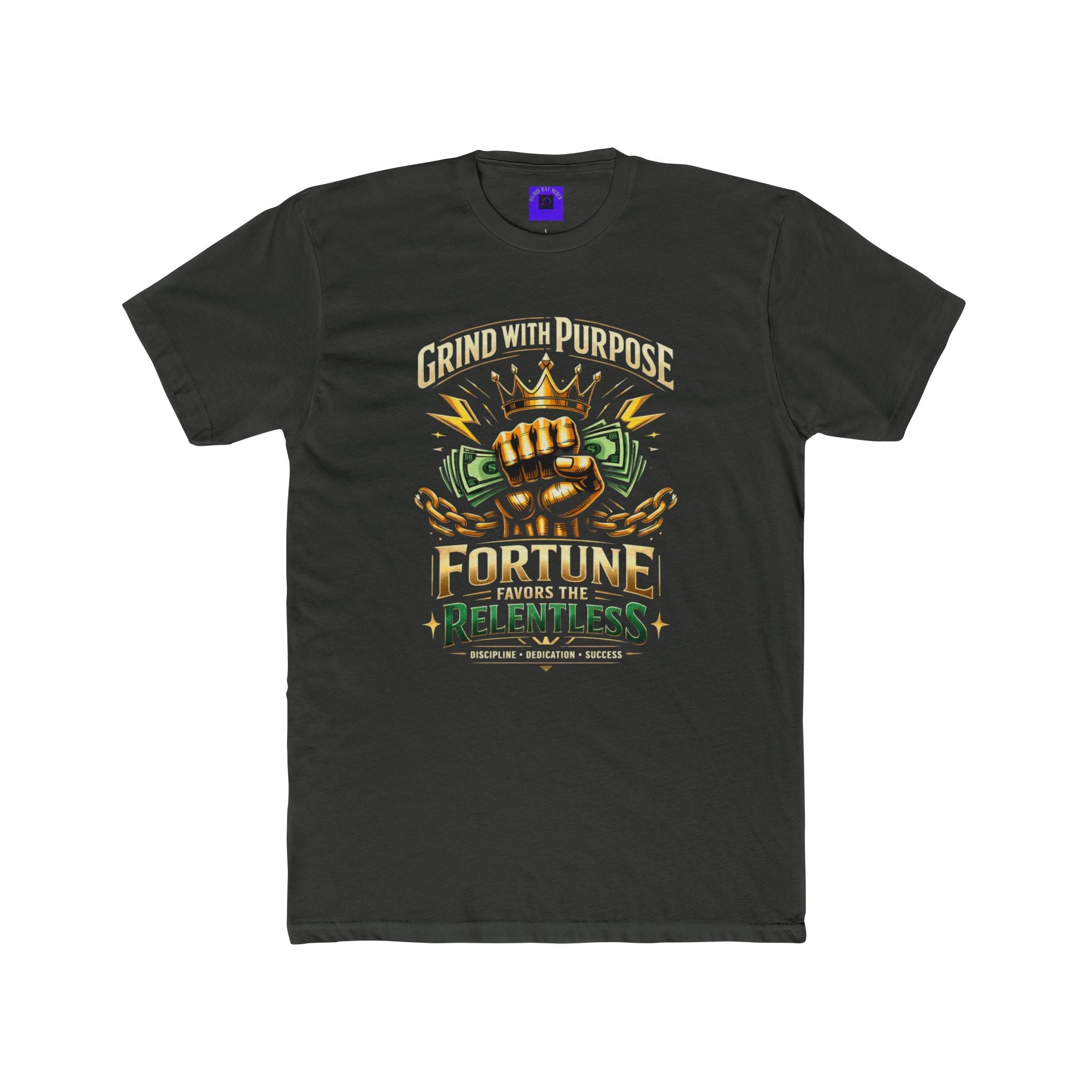 Relentless Fortune Crew Tee — Crowned Fist Money Graphic T-Shirt
