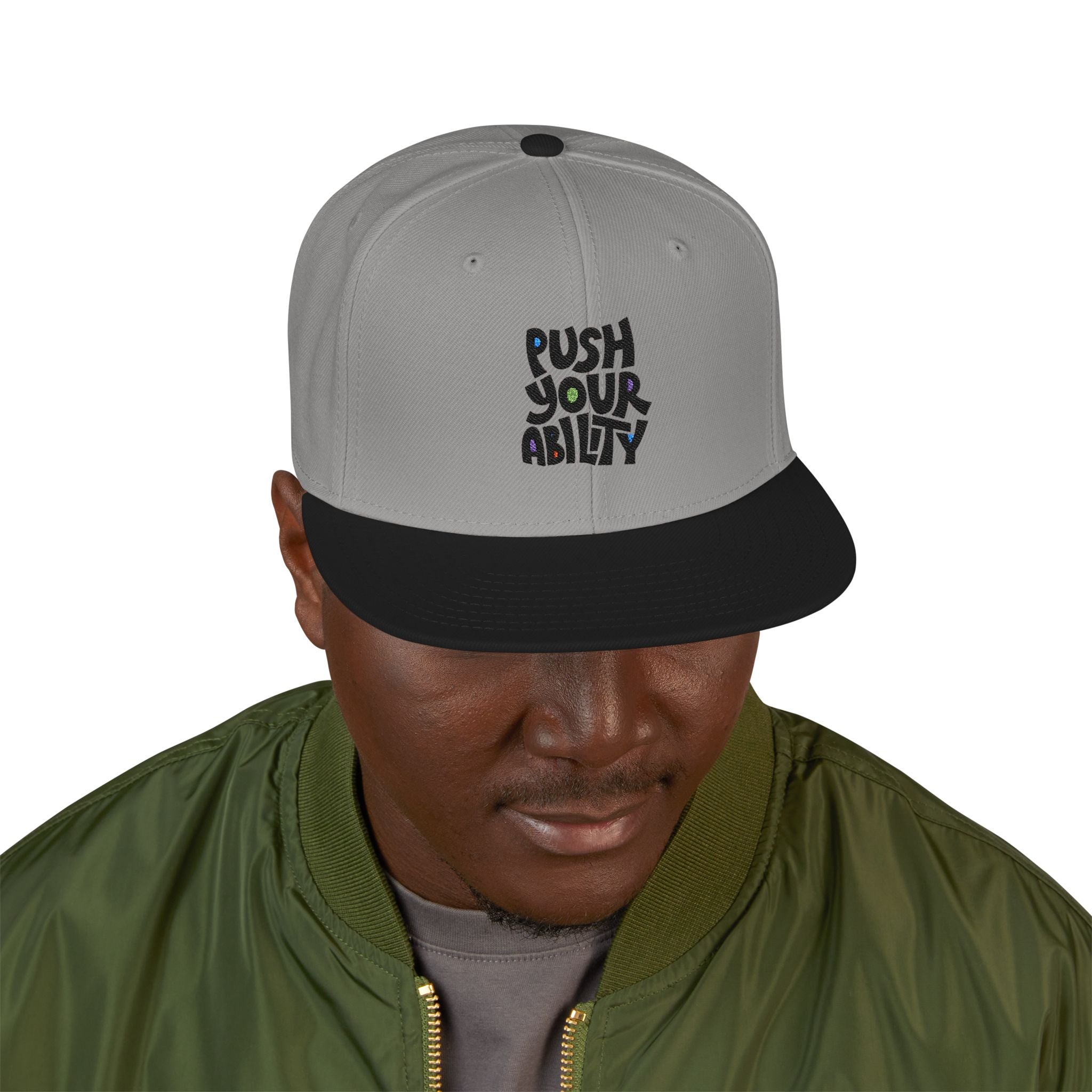 Embroidered ‘Boss Up’ Snapback Hat — Gray/Black Streetwear Cap