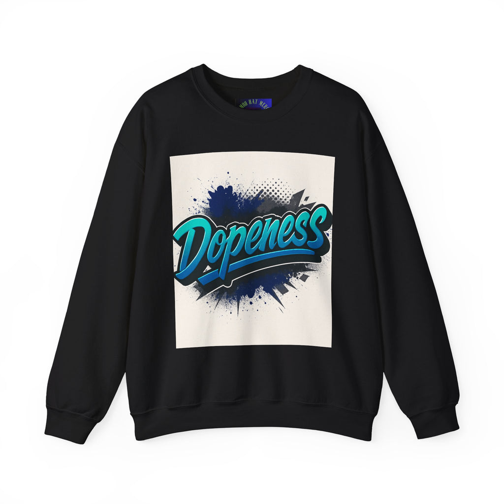 Dopeness Graphic Crewneck Sweatshirt — Retro Blue Streetwear Pullover