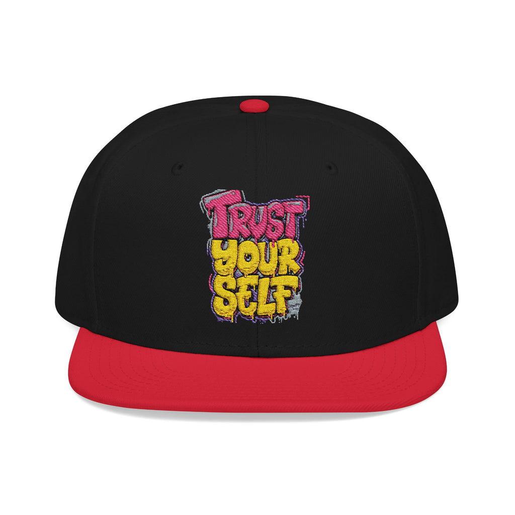 Flat Bill Cap — Embroidered "Trust Your Gut" Street Style Snapback