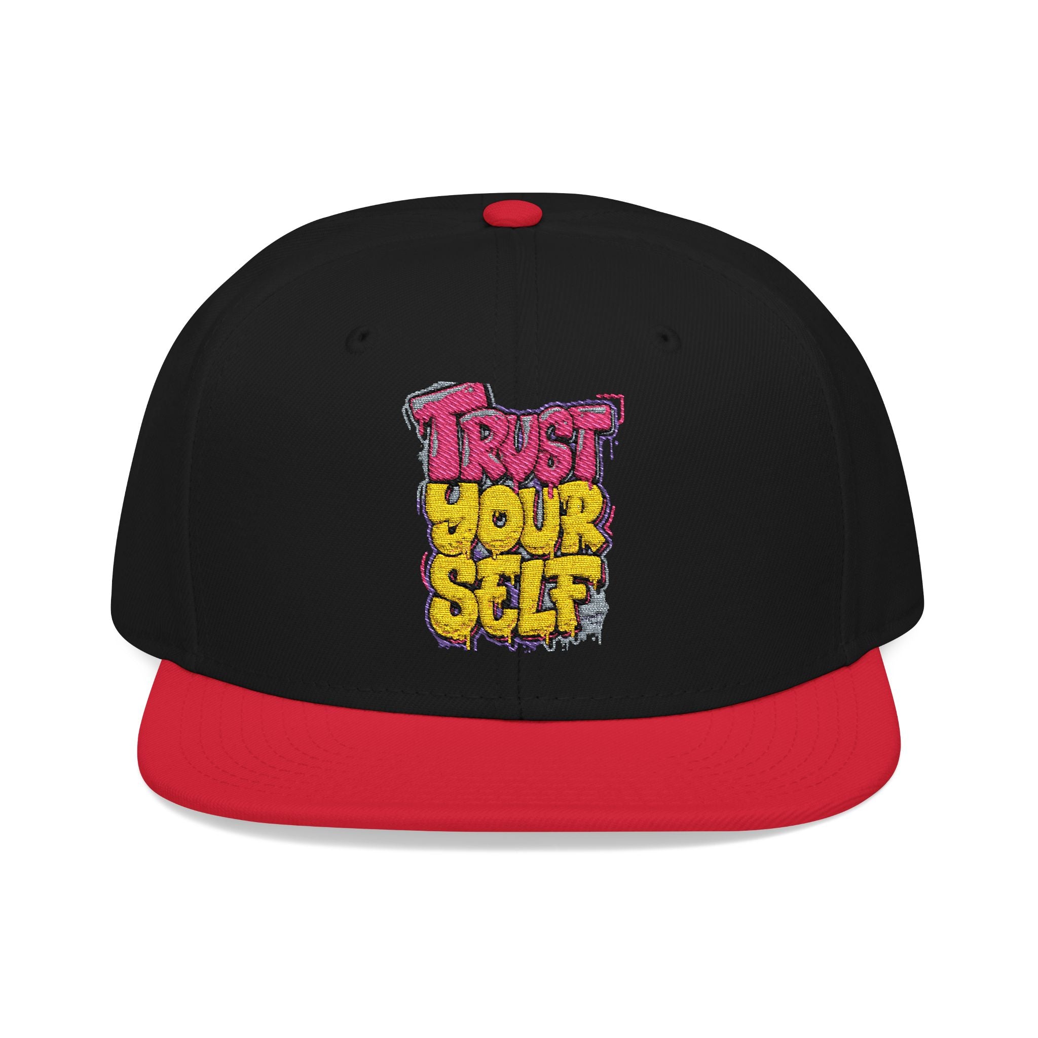 Flat Bill Cap — Embroidered "Trust Your Gut" Street Style Snapback