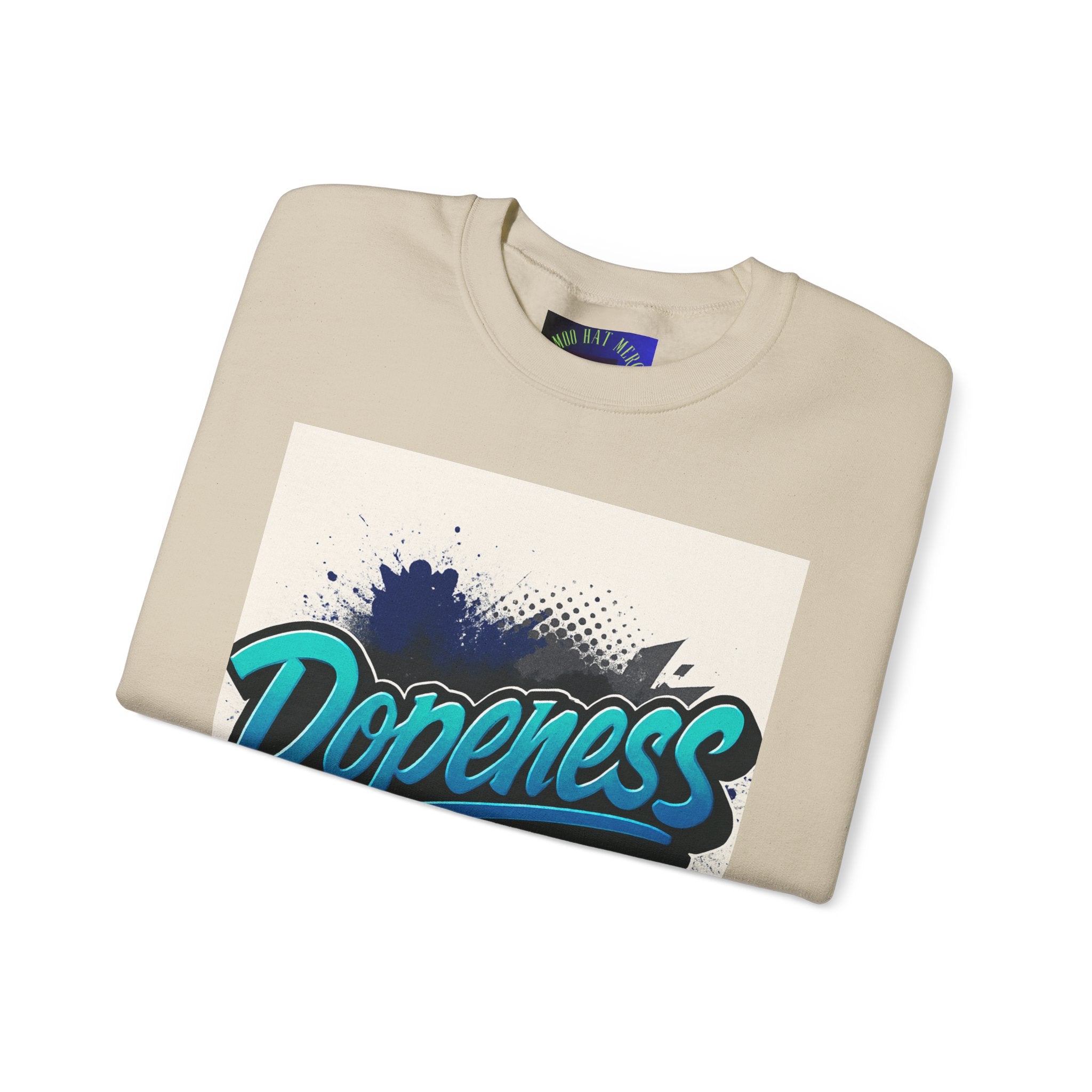 Dopeness Graphic Crewneck Sweatshirt — Retro Blue Streetwear Pullover