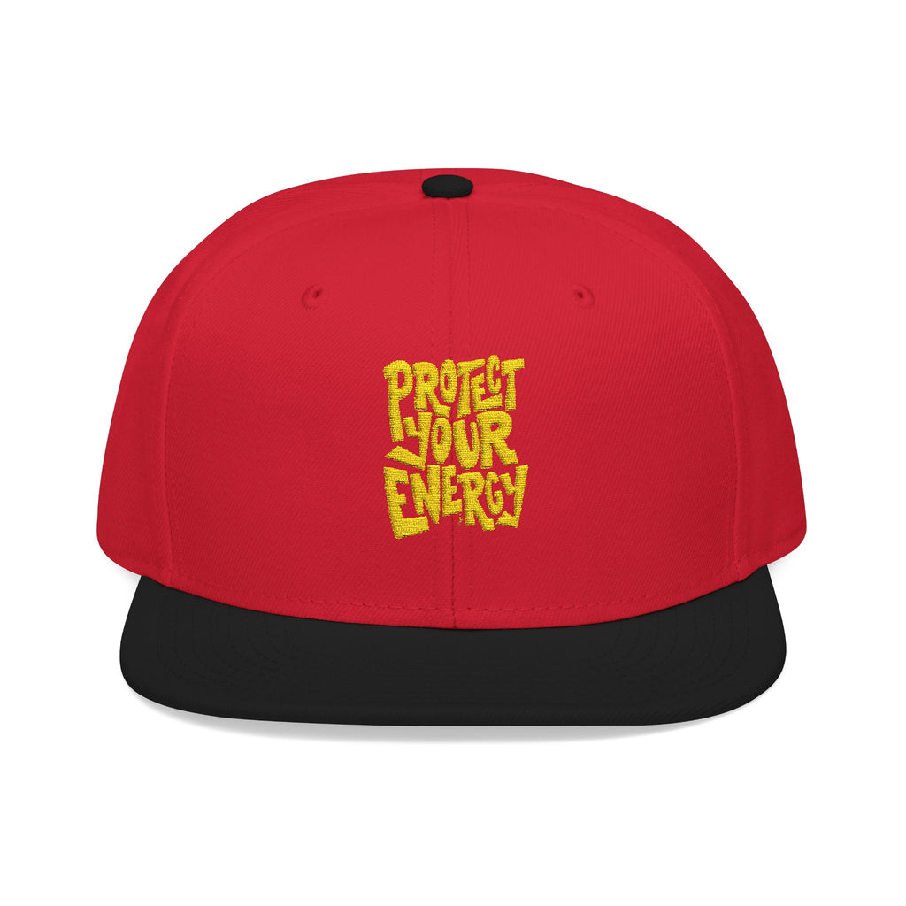 Snapback Hat — Yellow Box Script Embroidery
