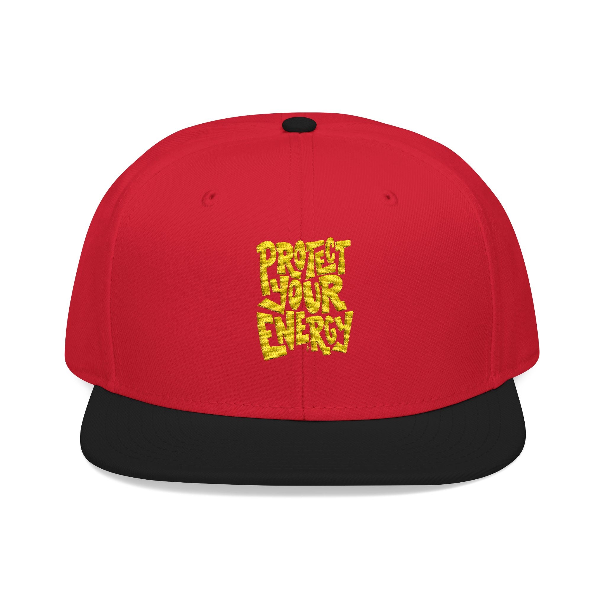 Snapback Hat — Yellow Box Script Embroidery