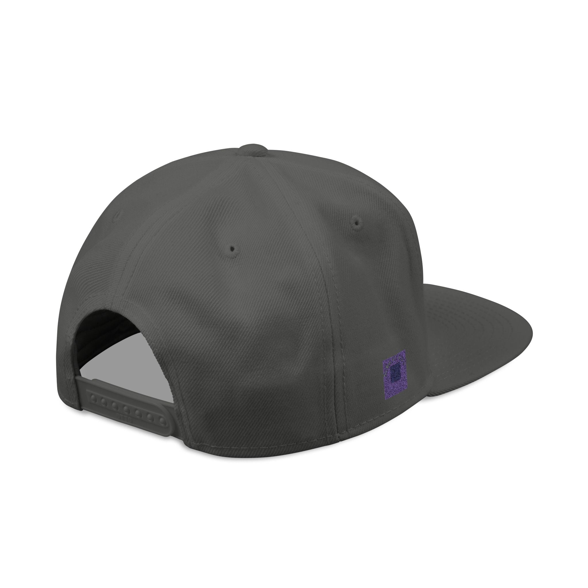 Embroidered Snapback Hat — Bold Yellow 'N' Floral Patch, Purple Side Accent