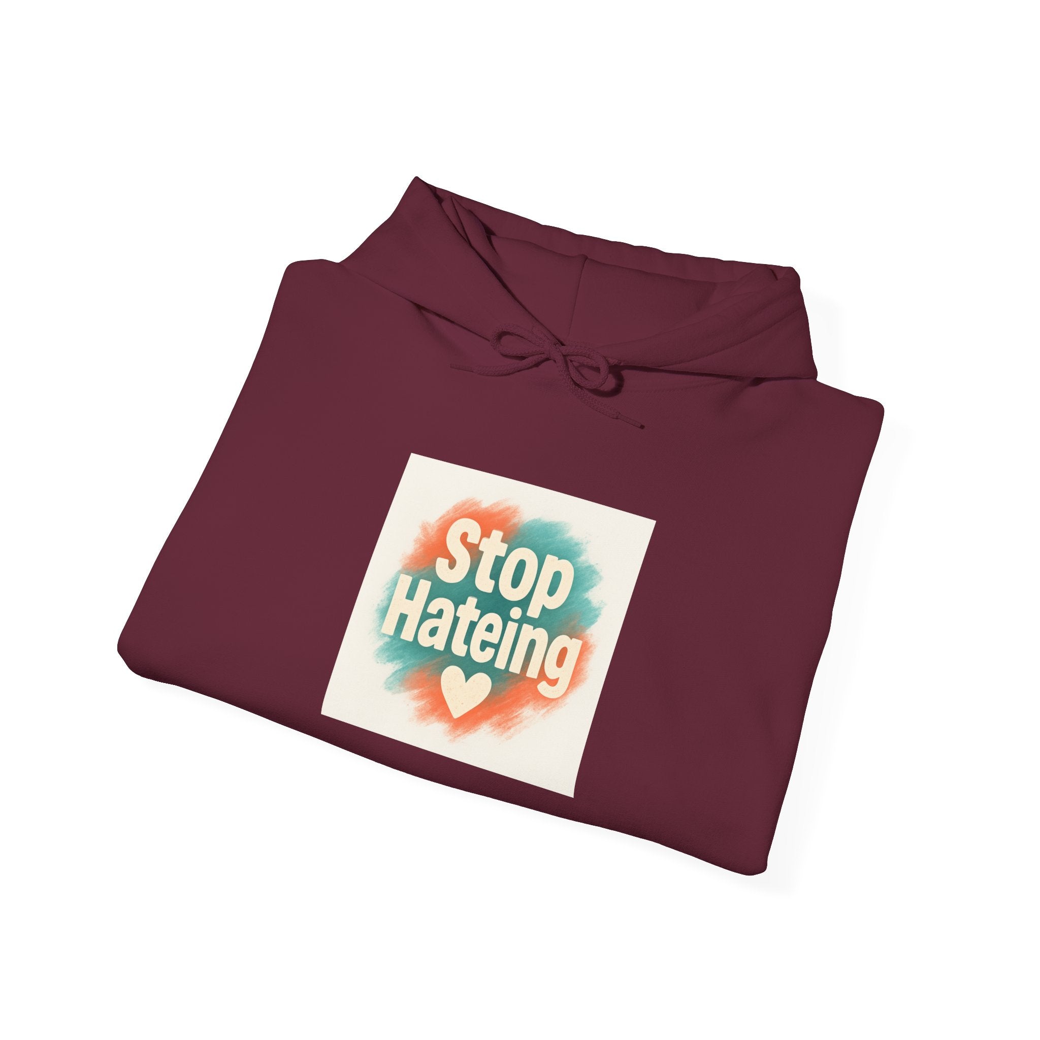 Unisex Hooded Sweatshirt with 'Stop Hating' Design, Cozy Hoodie for Activism, Casual Wear, Gift for Friends, Everyday Comfort