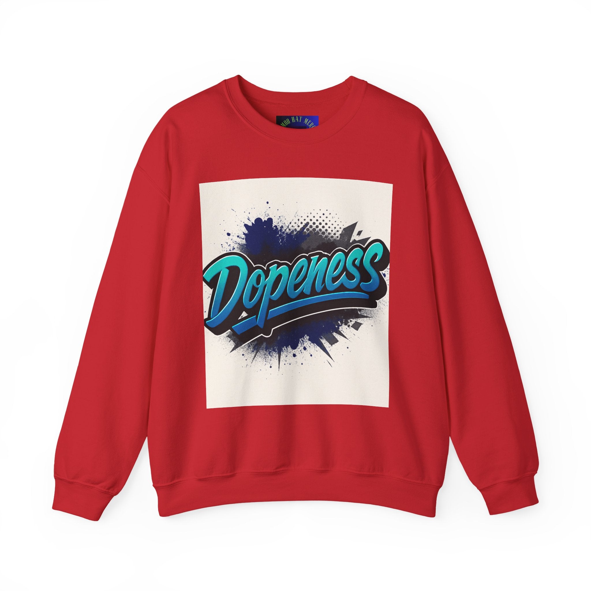 Dopeness Graphic Crewneck Sweatshirt — Retro Blue Streetwear Pullover