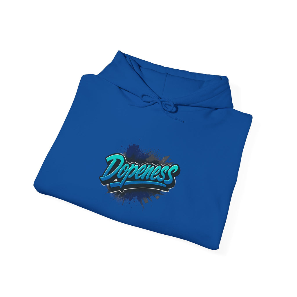 Dopeness Graffiti Hoodie — Retro Teal Streetwear Sweatshirt