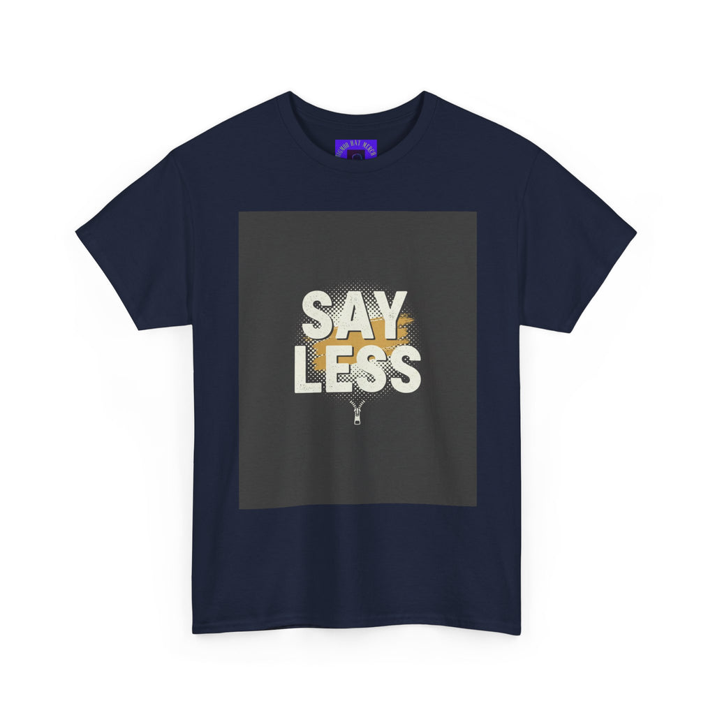 Say Less Graphic Ringer Tee — Mens Retro Minimalist Statement Shirt