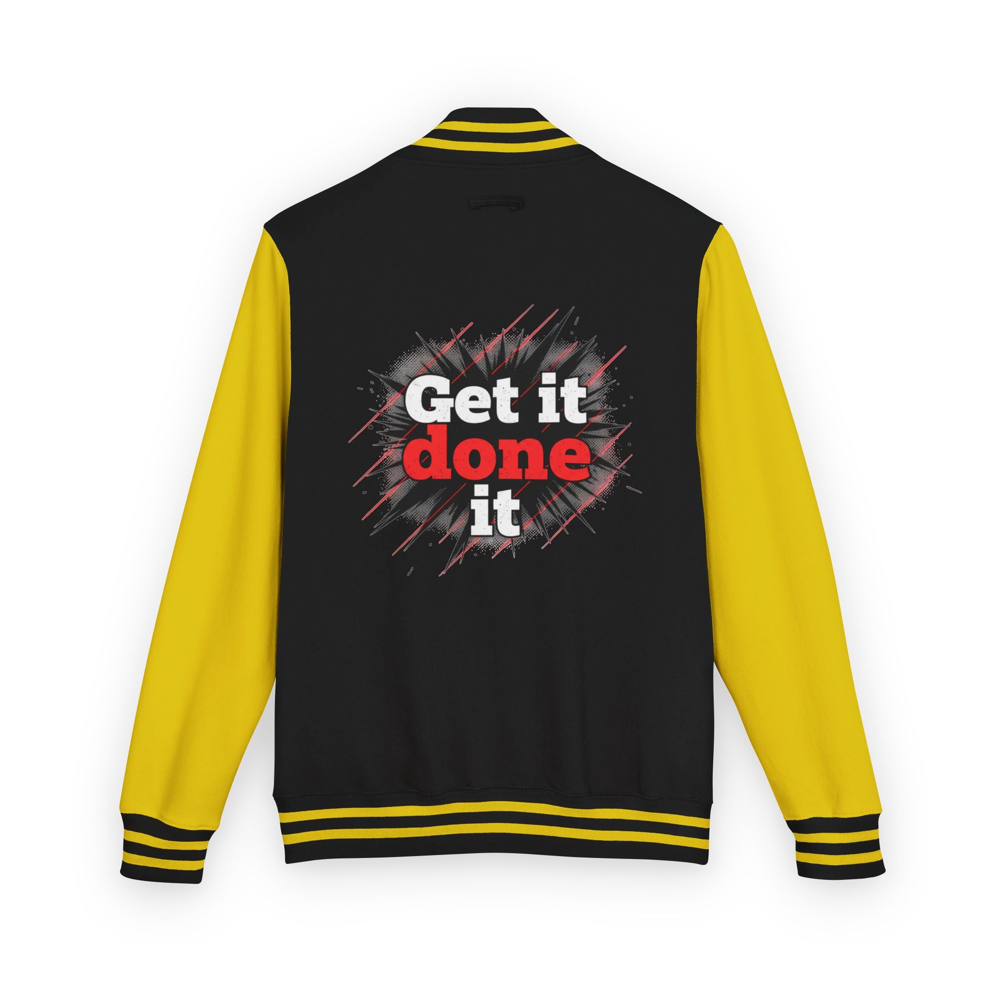Get It Done Letterman Jacket — Motivational Varsity Bomber
