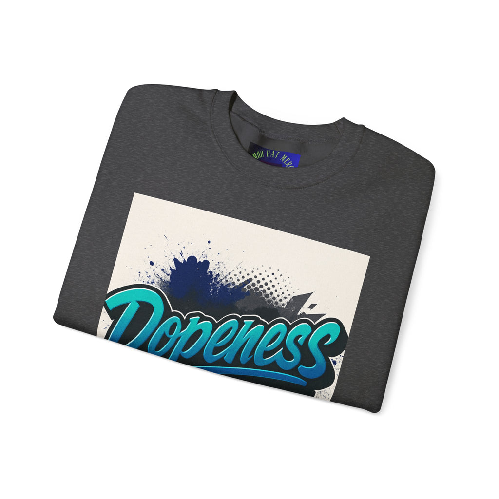 Dopeness Graphic Crewneck Sweatshirt — Retro Blue Streetwear Pullover