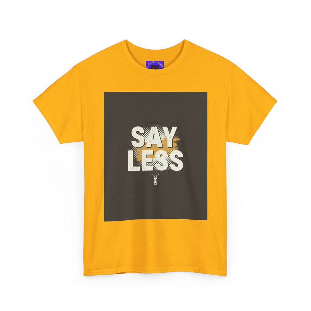 Say Less Graphic Ringer Tee — Mens Retro Minimalist Statement Shirt