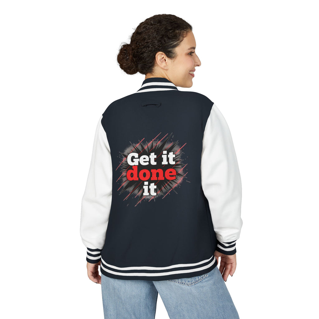 Get It Done Letterman Jacket — Motivational Varsity Bomber