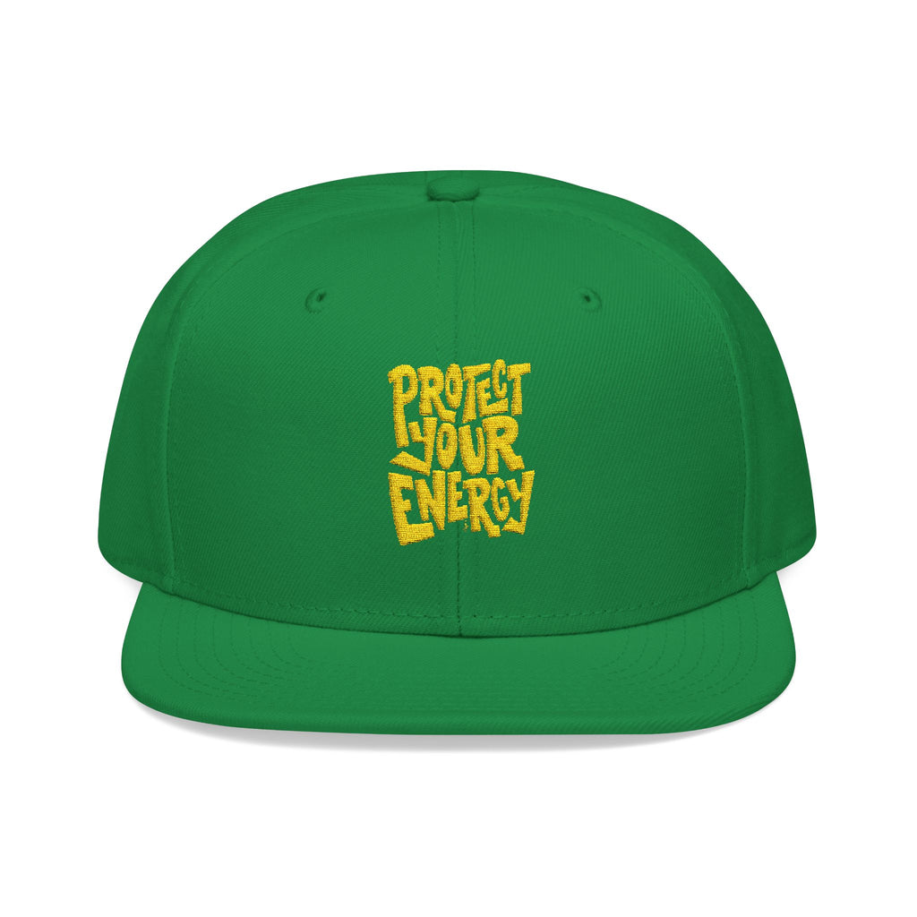 Snapback Hat — Yellow Box Script Embroidery