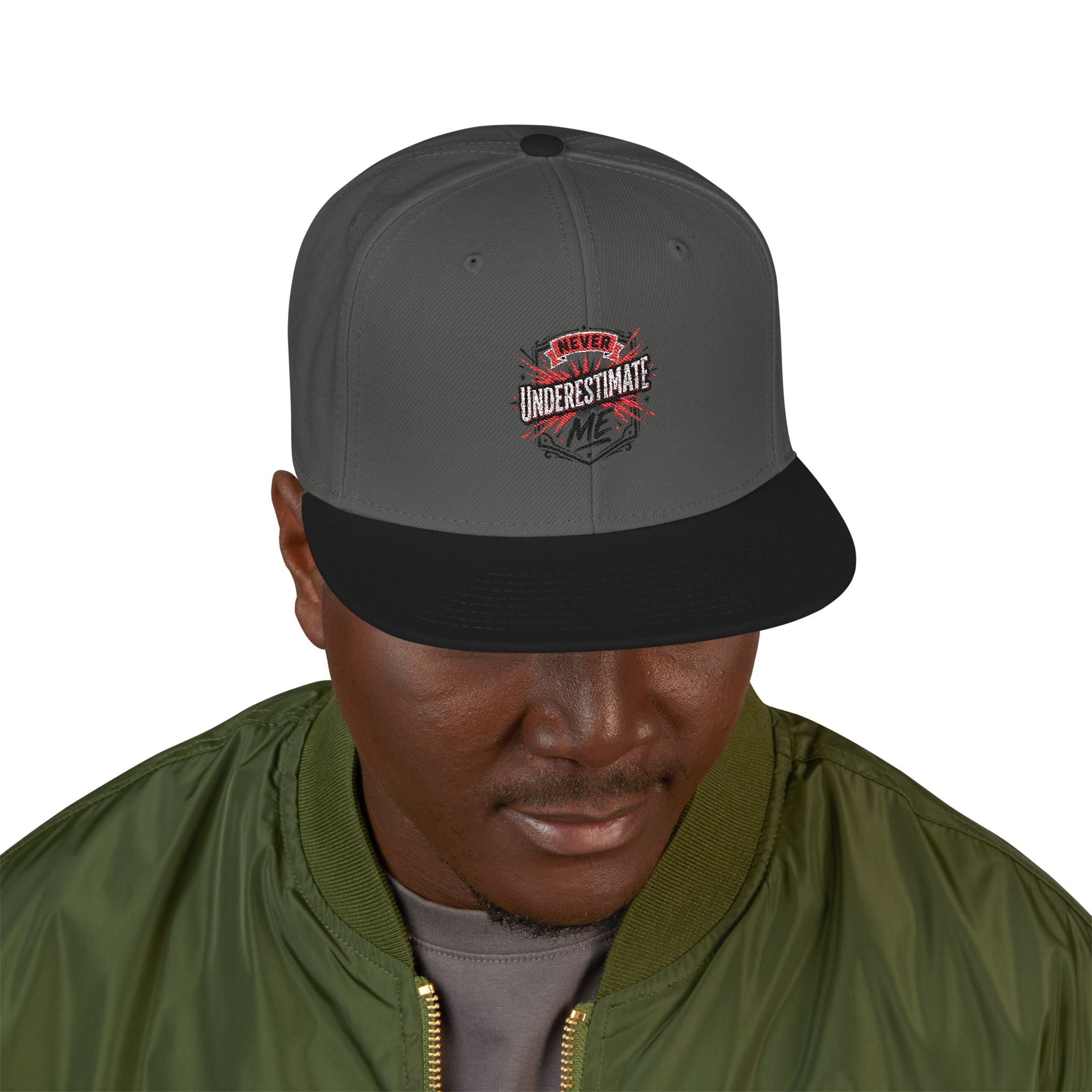 Embroidered Skull & Roses Snapback Hat