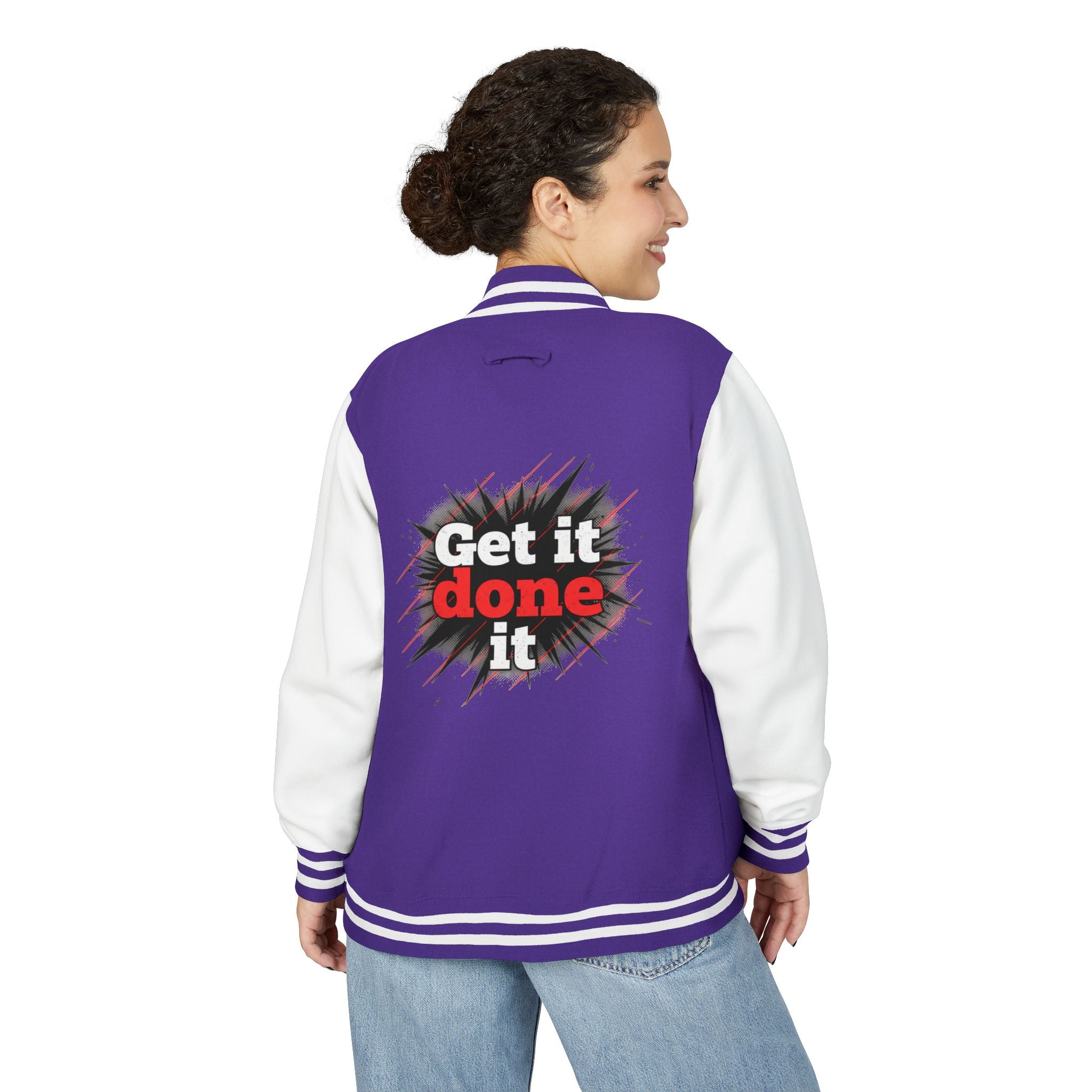 Get It Done Letterman Jacket — Motivational Varsity Bomber