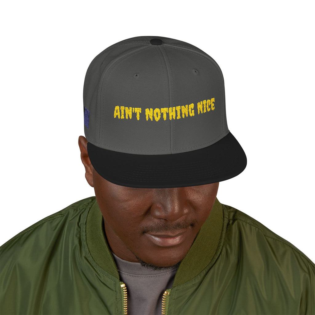 Embroidered Snapback Hat – 'Fighting Nice' Yellow Script