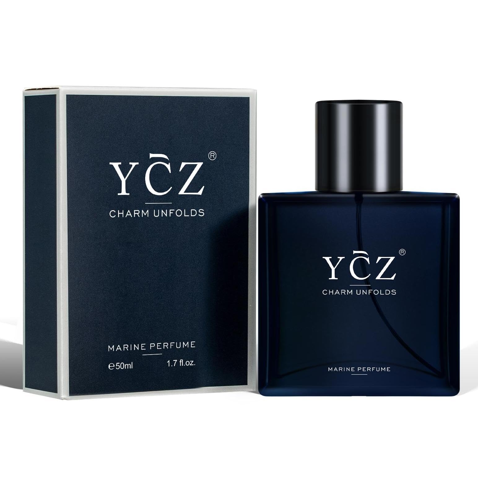 Ycz Charm Unfolds Marine Perfume for Men, 1.7 oz. Long Lasting Eau De Parfum Cologne For Men, Oriental Woody Fragrance - Ideal Special Occasions, Making it the Ideal gentlemen’s Gift