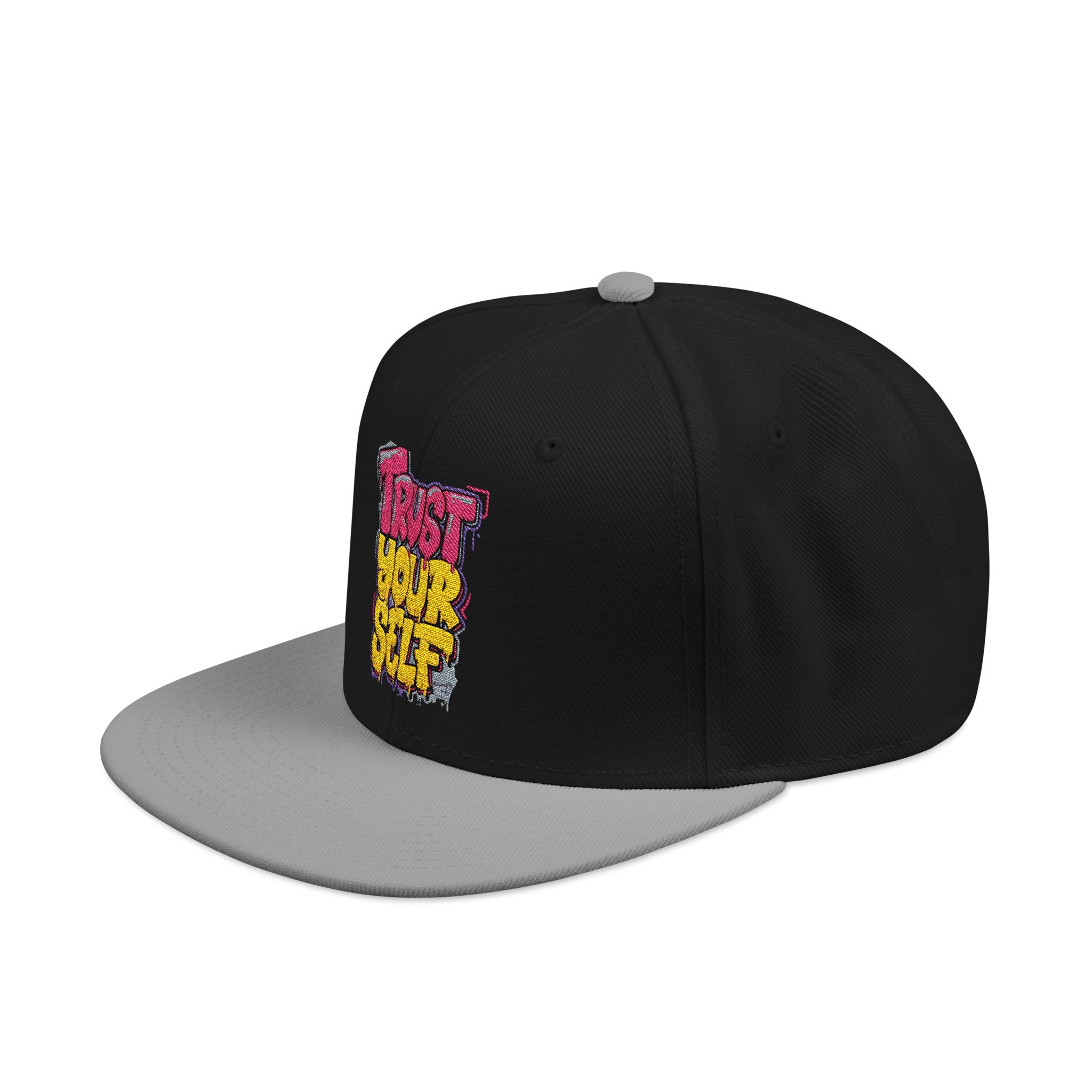 Flat Bill Cap — Embroidered "Trust Your Gut" Street Style Snapback