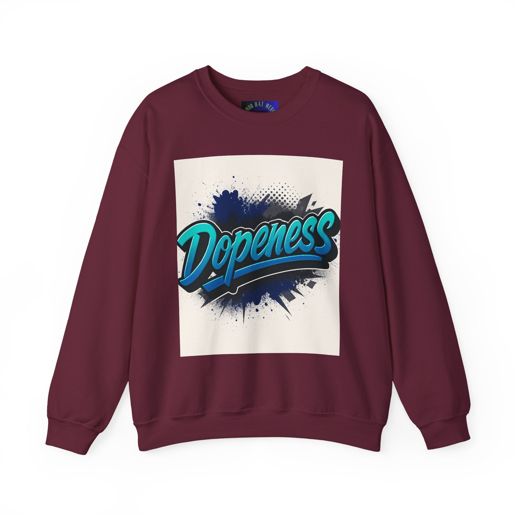 Dopeness Graphic Crewneck Sweatshirt — Retro Blue Streetwear Pullover