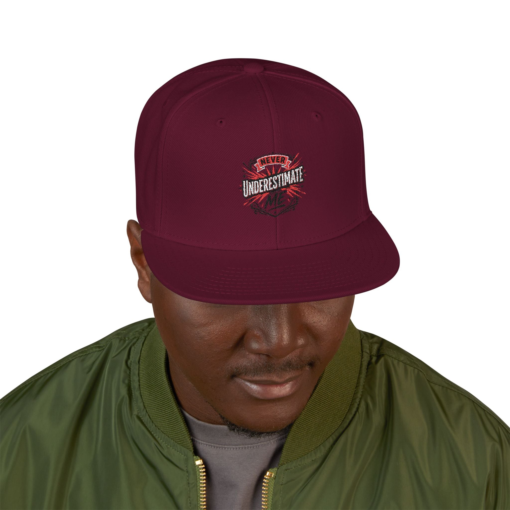 Embroidered Skull & Roses Snapback Hat