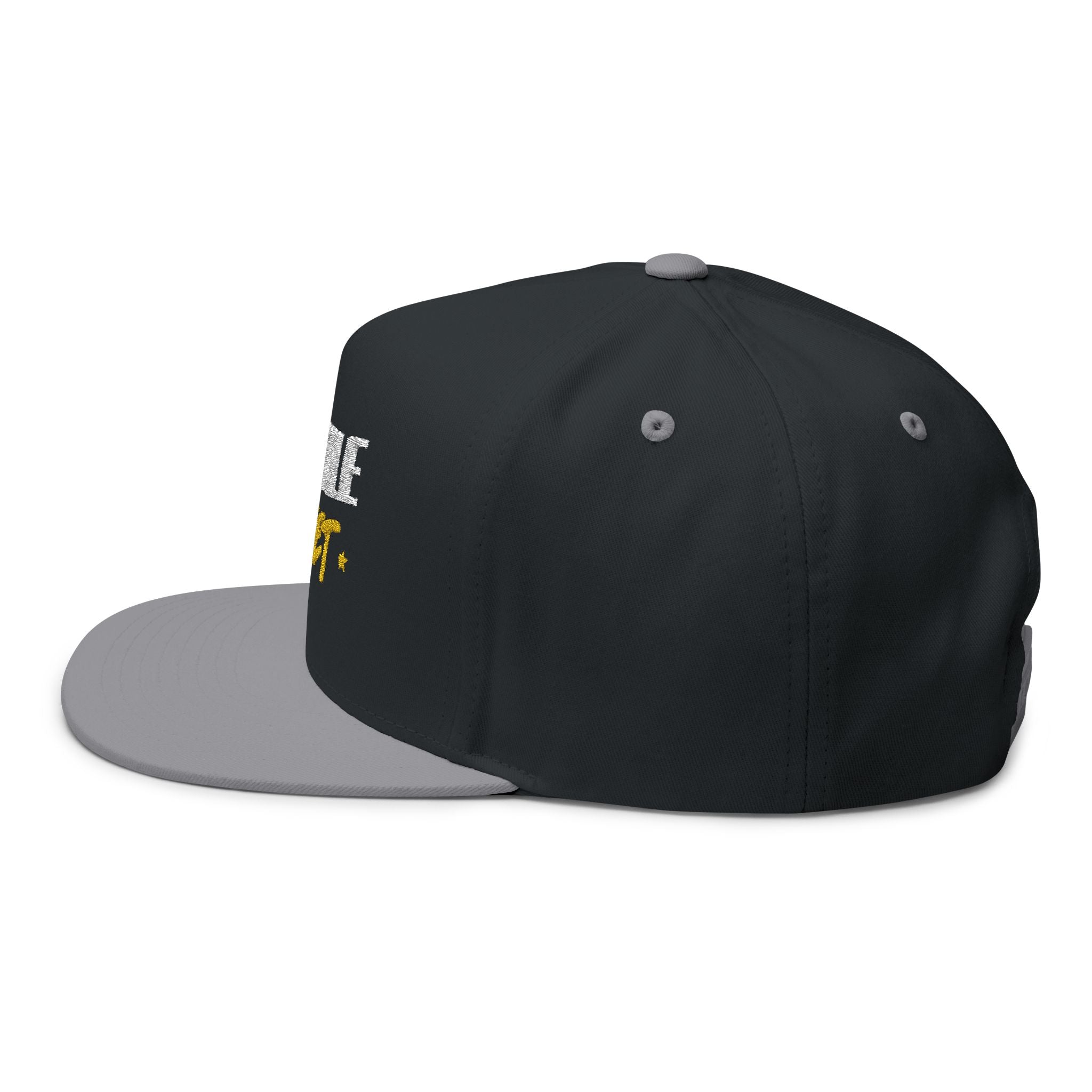 Flat Bill Cap — Embroidered "Hustle Quiet" Snapback Hat
