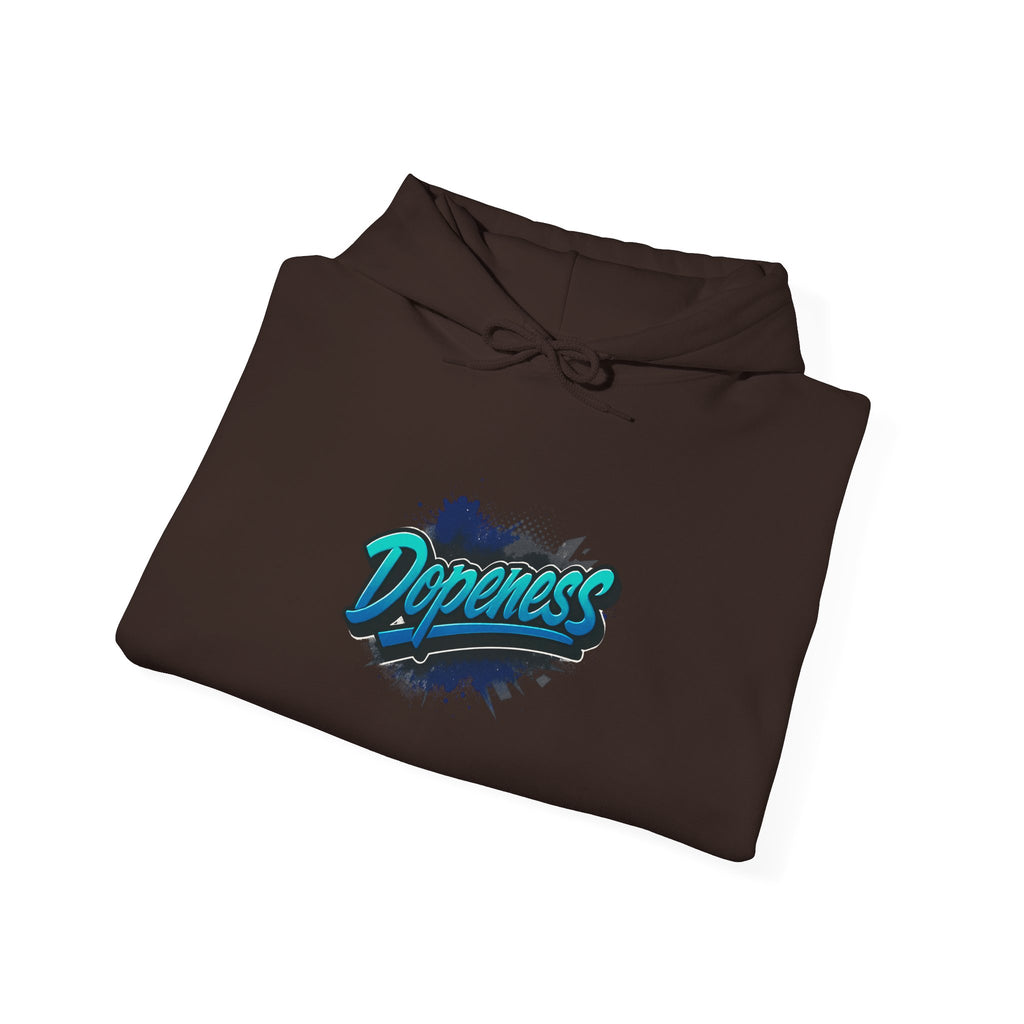 Dopeness Graffiti Hoodie — Retro Teal Streetwear Sweatshirt
