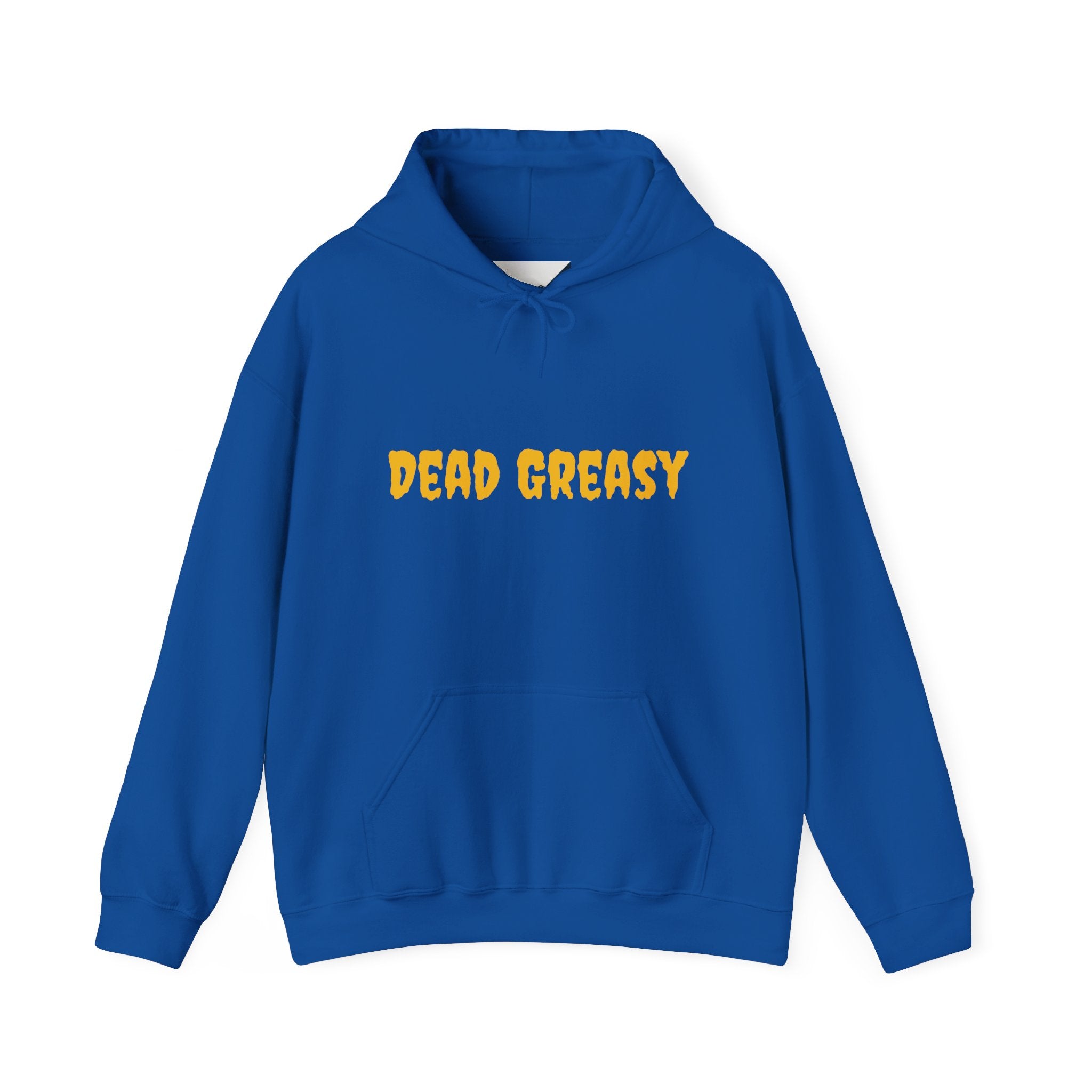 Dead Greasy Unisex Heavy Blend™ Hooded Sweatshirt, Casual Streetwear Hoodie, Trendy Gifts for Friends, Cozy Fall Attire, Graphic Sweatshirt