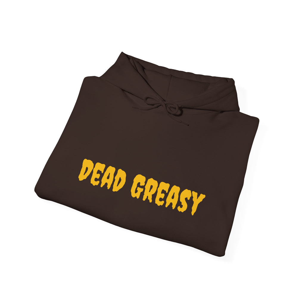 Dead Greasy Unisex Heavy Blend™ Hooded Sweatshirt, Casual Streetwear Hoodie, Trendy Gifts for Friends, Cozy Fall Attire, Graphic Sweatshirt