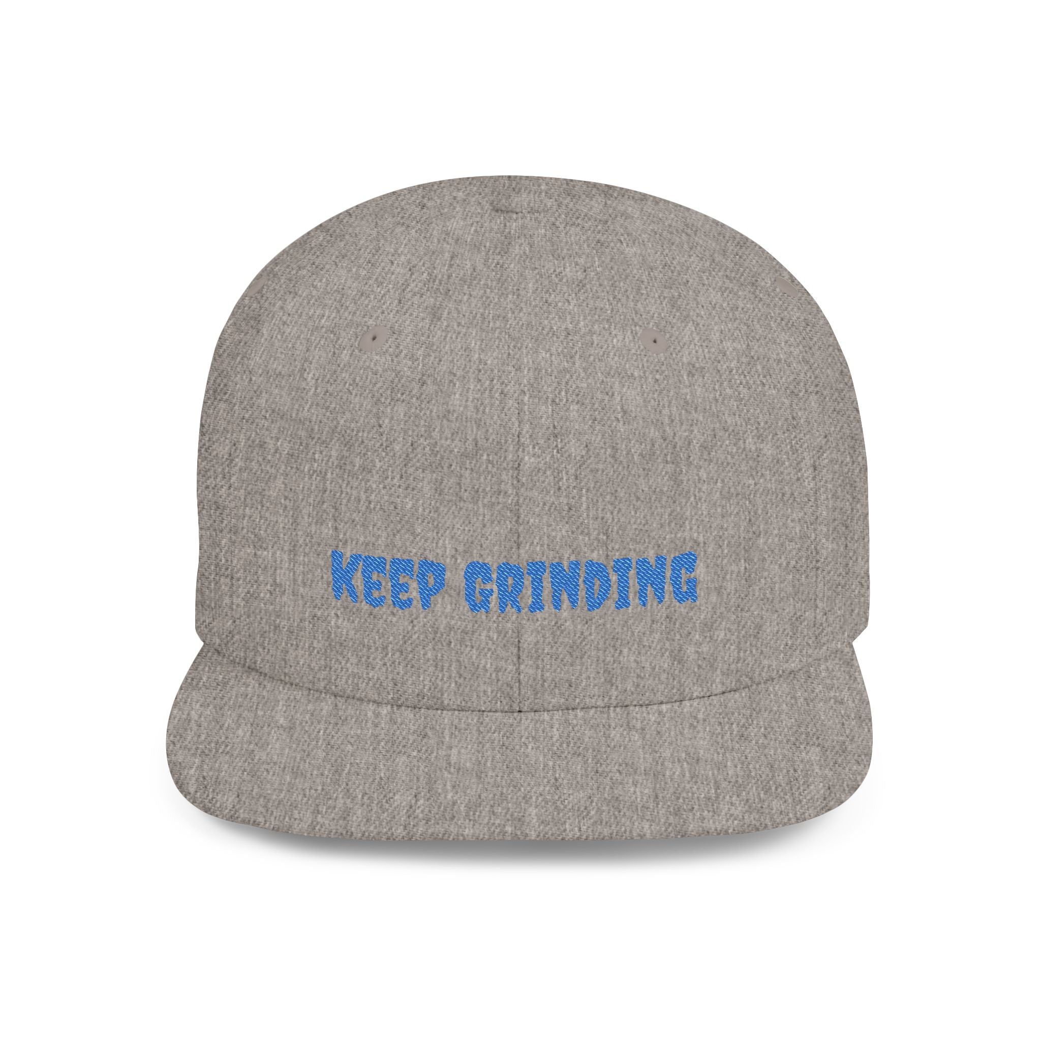 Flat Bill Snapback Cap — Blue Glitch Text Streetwear Hat