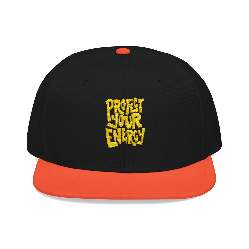 Snapback Hat — Yellow Box Script Embroidery