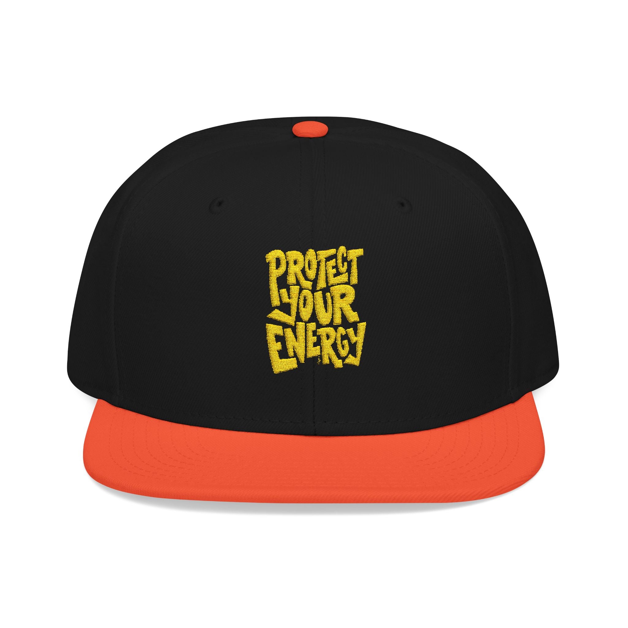 Snapback Hat — Yellow Box Script Embroidery
