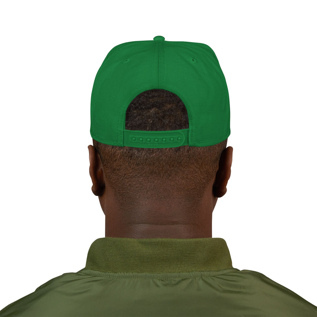 Embroidered Snapback Hat — Bold Yellow 'N' Floral Patch, Purple Side Accent