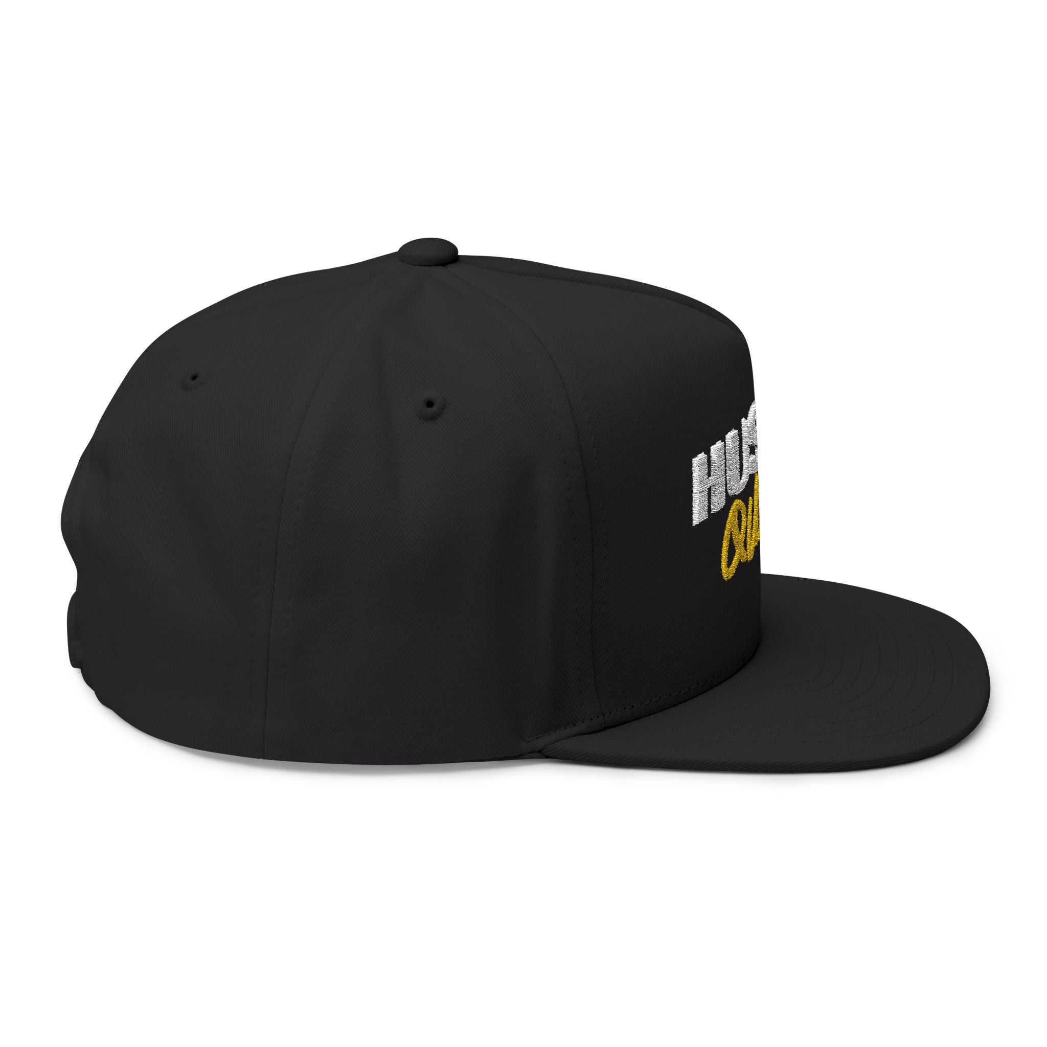 Flat Bill Cap — Embroidered "Hustle Quiet" Snapback Hat
